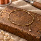 Vřesová měděná náramková anklet